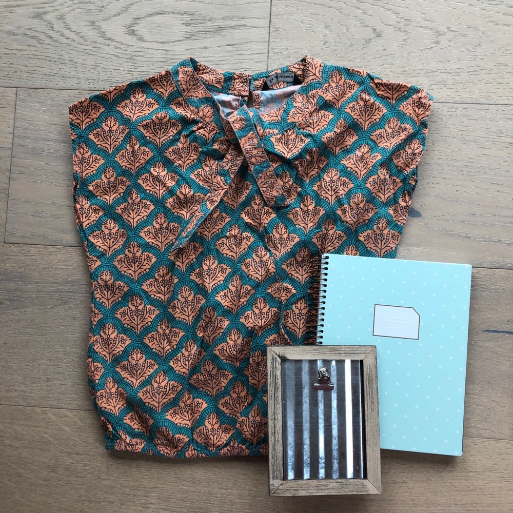 La Miniatura Turquise and Salmon Printed Shirt